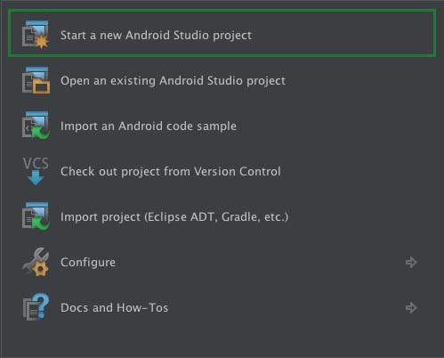 Start a new Android Studio
Project